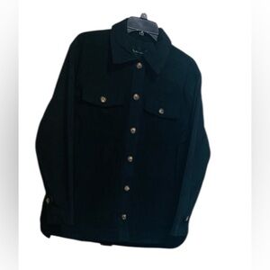 HUNTER & BROWN BUTTON DOWN CORDUROY JACKET LONG SLEEVE WOMEN BLACK COLOR SIZE L*